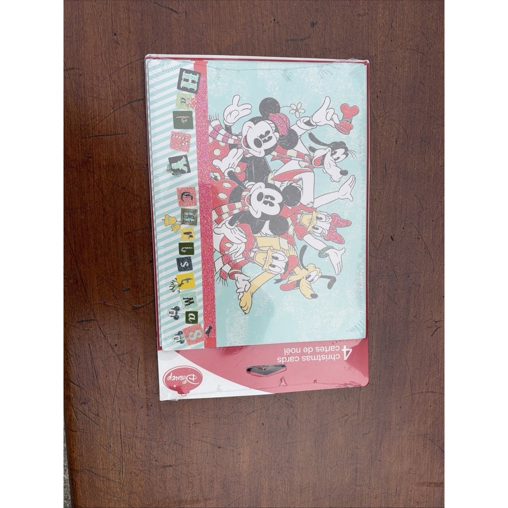Disney Mickey Mouse Friends Vtg Style Christmas Cards 4 Pack New Sealed - 3 pack